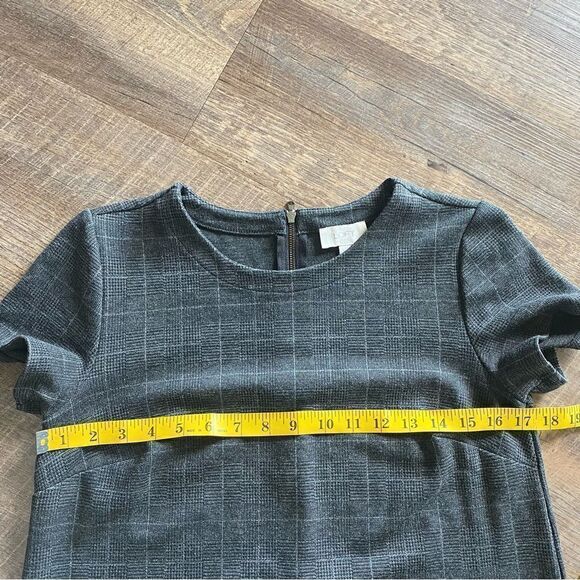 LOFT Dress Windowpane Plaid Gray Office Work Minimal Small Classic - Picture 11 of 12